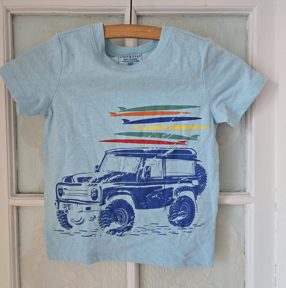 Andy & Evan Blue Jeep Graphic Tee Kids Size 5